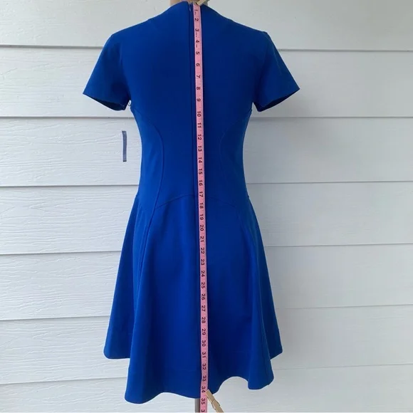 Royal Blue Fit and Flare Dress Simply Vera by Vera Wang Size XS Short Sleeve NWT - Picture 6 of 15